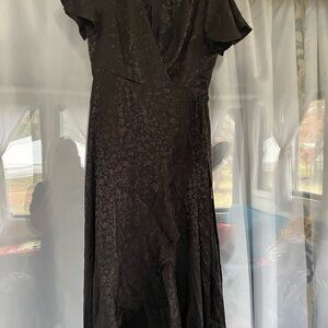 Black, jacquard pattern satin maxi dress